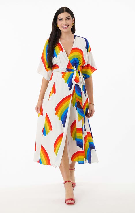 Tie Wrap Surplice Midi Dress