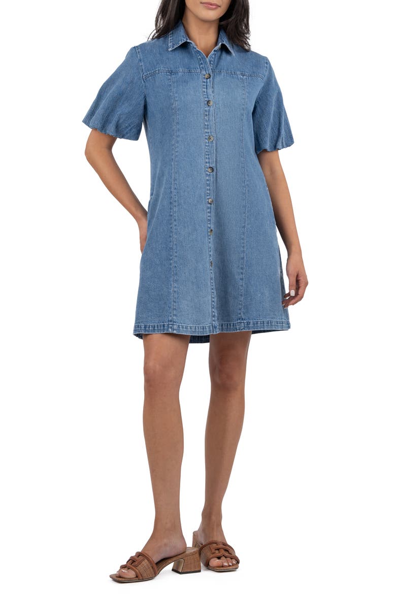 Blanca Denim Mini Shirtdress, Main, color, MEDIUM WASH