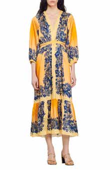 SANDRO Willow Floral Border Print Dress