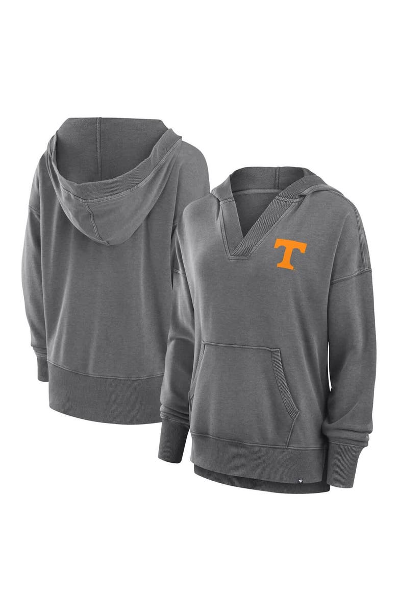 FANATICS Women's Fanatics  Heather Gray Tennessee Volunteers Initiative Snow Wash French Terry V-Neck Pullover Hoodie, Main, color, 