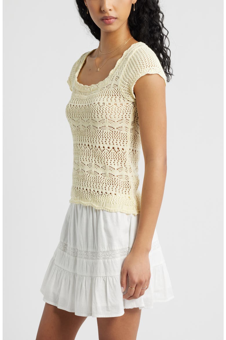 Cotton Pointelle T-Shirt, Alternate, color, YELLOW FROST