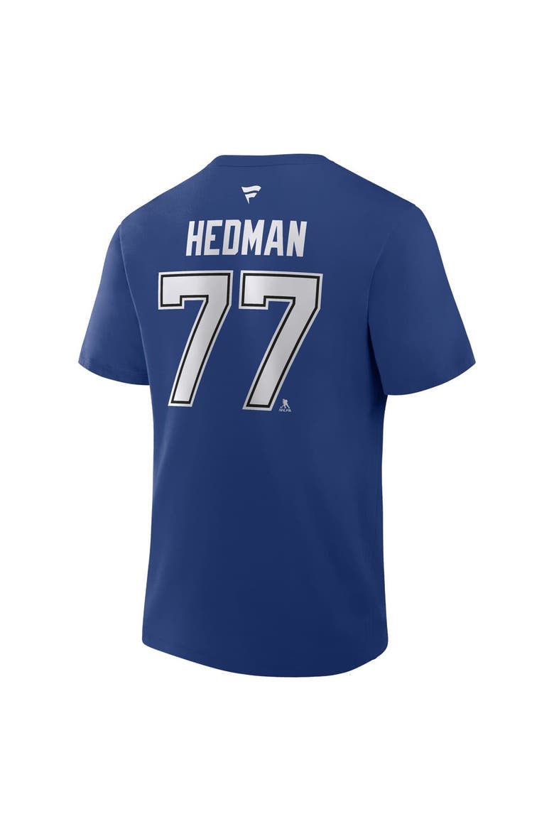 Men's Fanatics Victor Hedman Blue Tampa Bay Lightning Authentic Stack Name & Number T-Shirt, Alternate, color, Blue