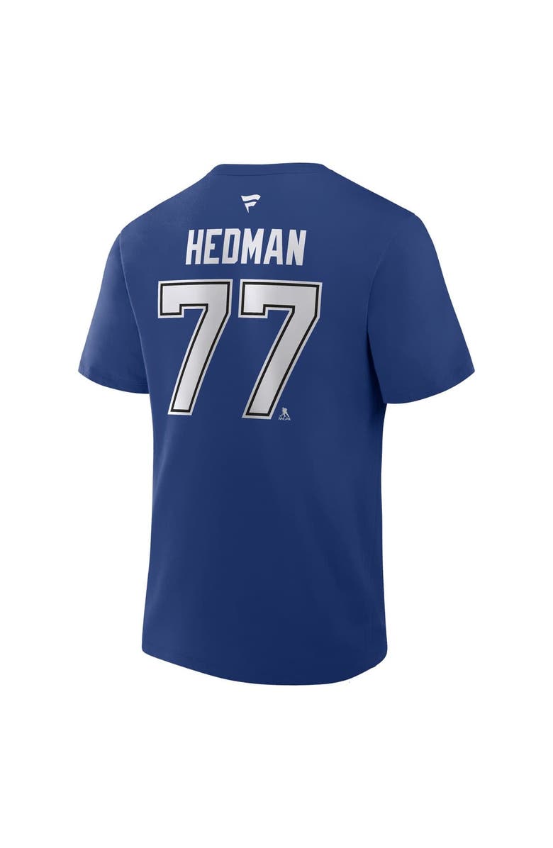 FANATICS Men's Fanatics Victor Hedman Blue Tampa Bay Lightning Authentic Stack Name & Number T-Shirt, Alternate, color, Blue