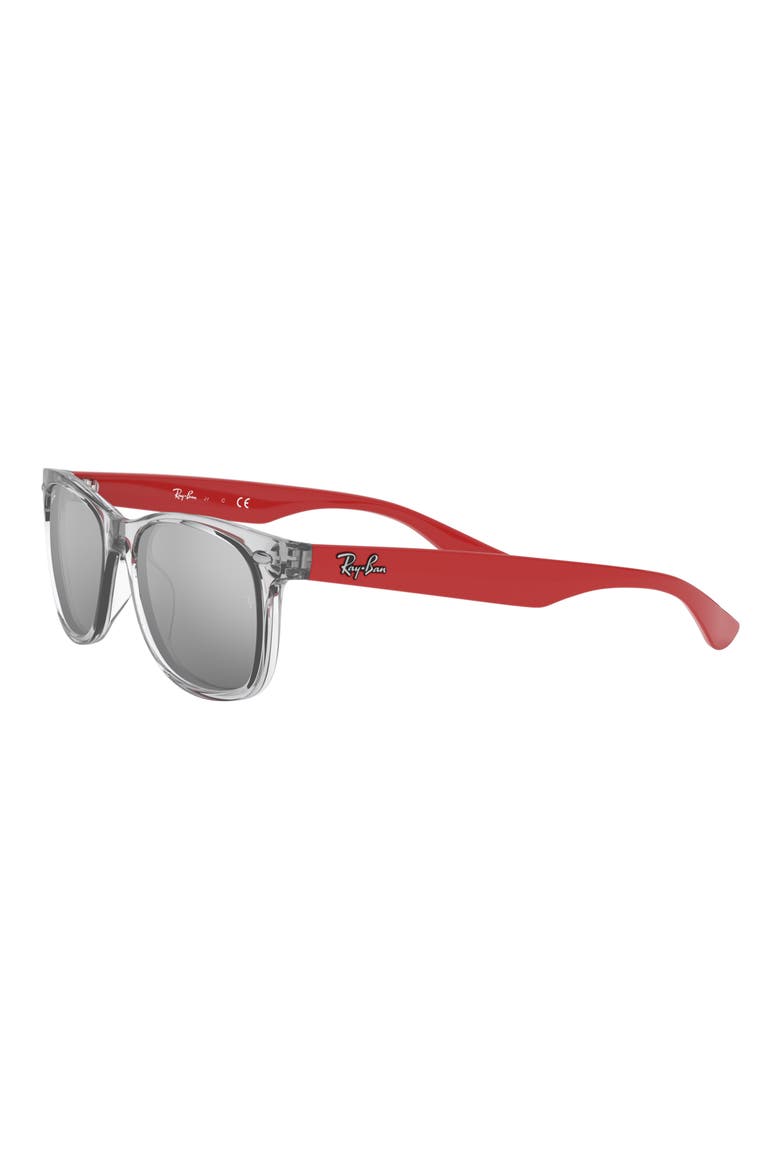 Junior 50mm Wayfarer Mirrored Sunglasses, Alternate, color, TRANSPARENT GREY