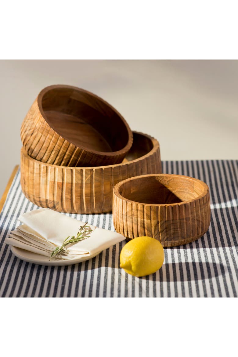 Etta Acacia Wood Bowls, Alternate, color, Brown - Large