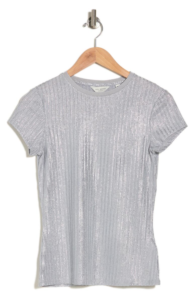 Ted Baker London Catrino Metallic Stripe Fitted Tee, Alternate, color, 