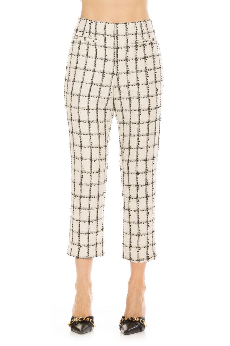 Clio Cropped Tapered Pants, Main, color, IVORY PLAID