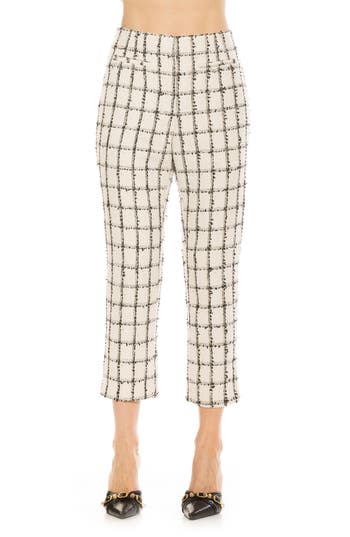 Alexia Admor Clio Cropped Tapered Pants In Ivory Plaid
