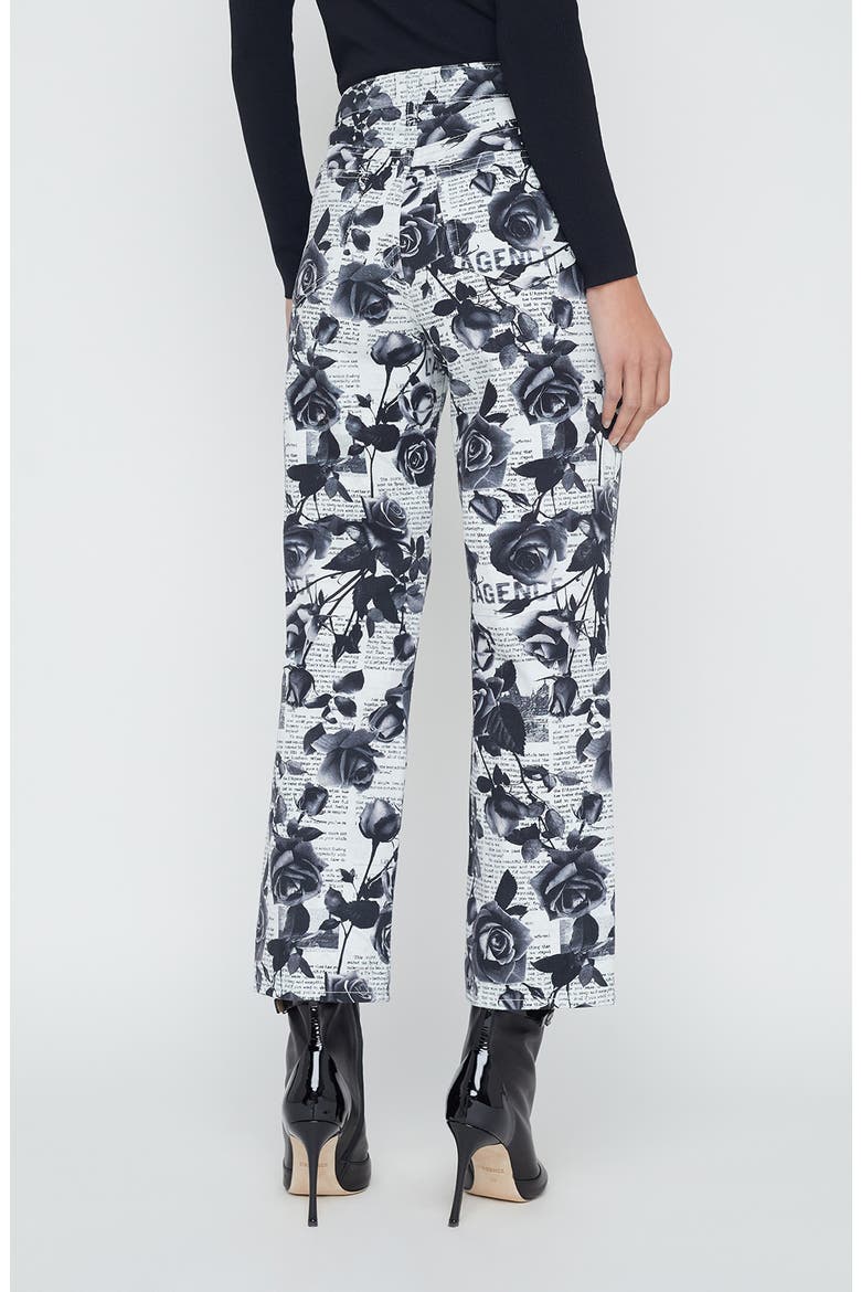 June Rose Print Stovepipe Crop Jeans, Alternate, color, WHTBLK RO