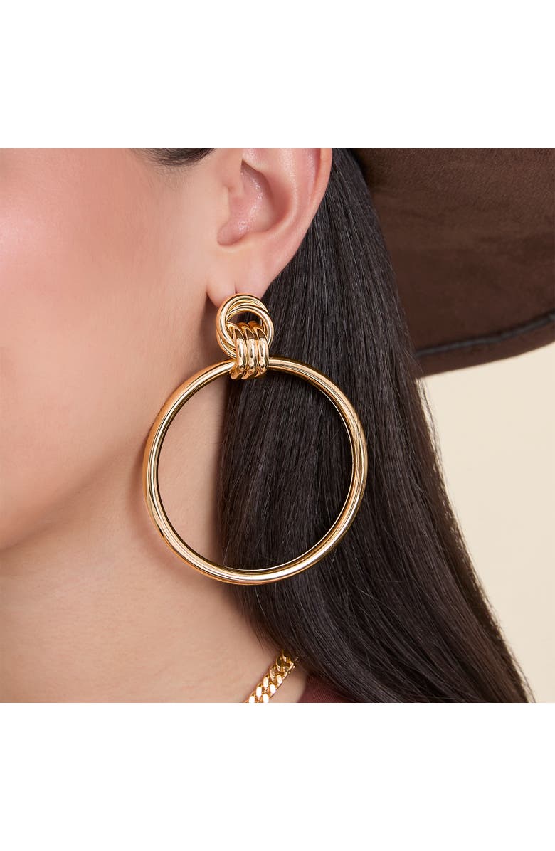 Jessica Simpson Oversized Gold Circle Drop Earrings, Alternate, color, 
