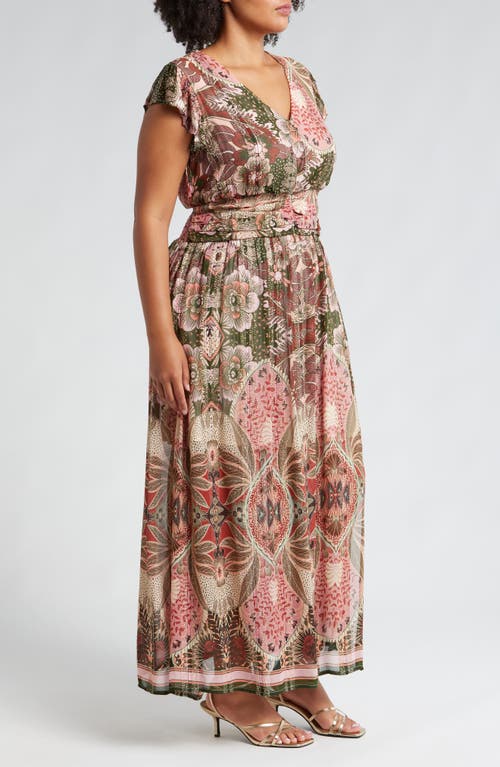 CIEBON CIEBON PRINT METALLIC MAXI DRESS