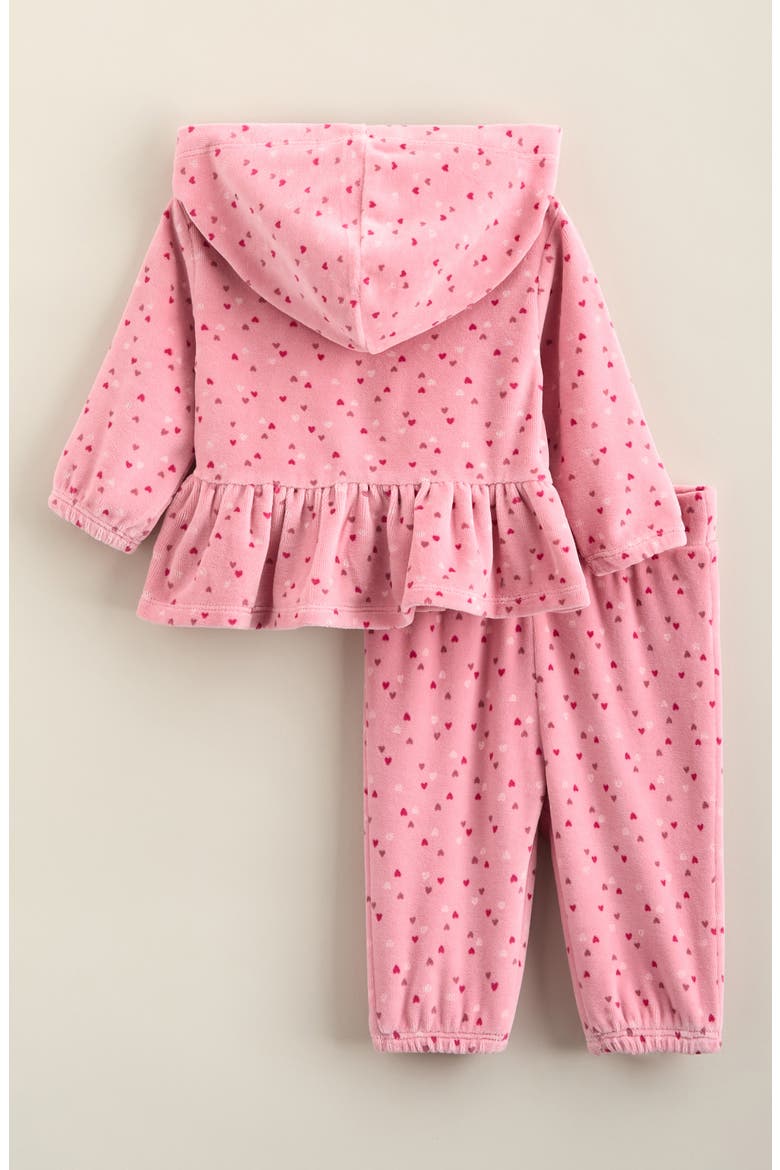 Velour Zip Hoodie & Pants Set, Alternate, color, PINK PRINCE FLUTTER HEARTS