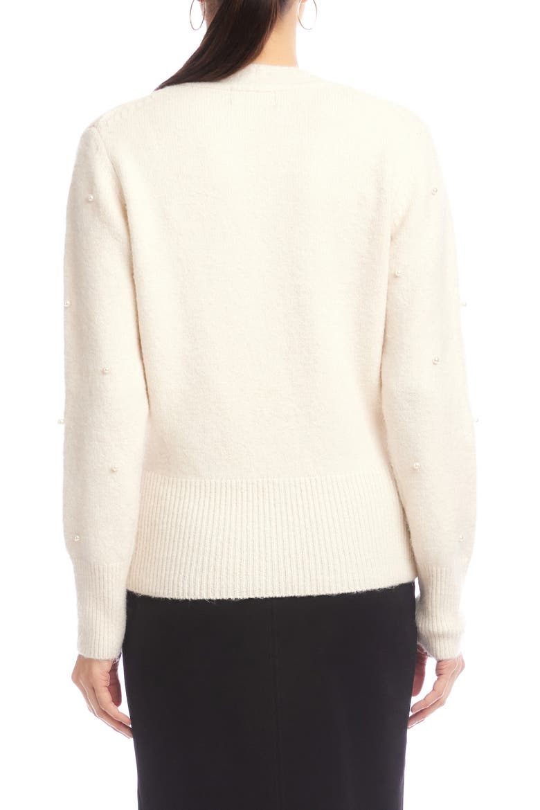 Faux Pearl Embellished Wrap Sweater, Alternate, color, CREAM