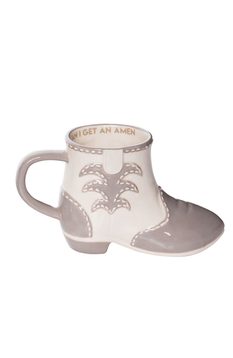Totalee Gift Can I Get An Amen Boot Mug Ceramic Brown 11.5 oz, Main, color, White