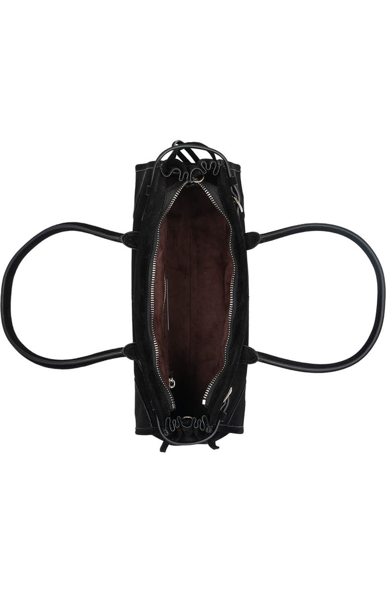 Jeffrey Campbell Pesky Leather Shoulder Bag, Alternate, color, Black Suede