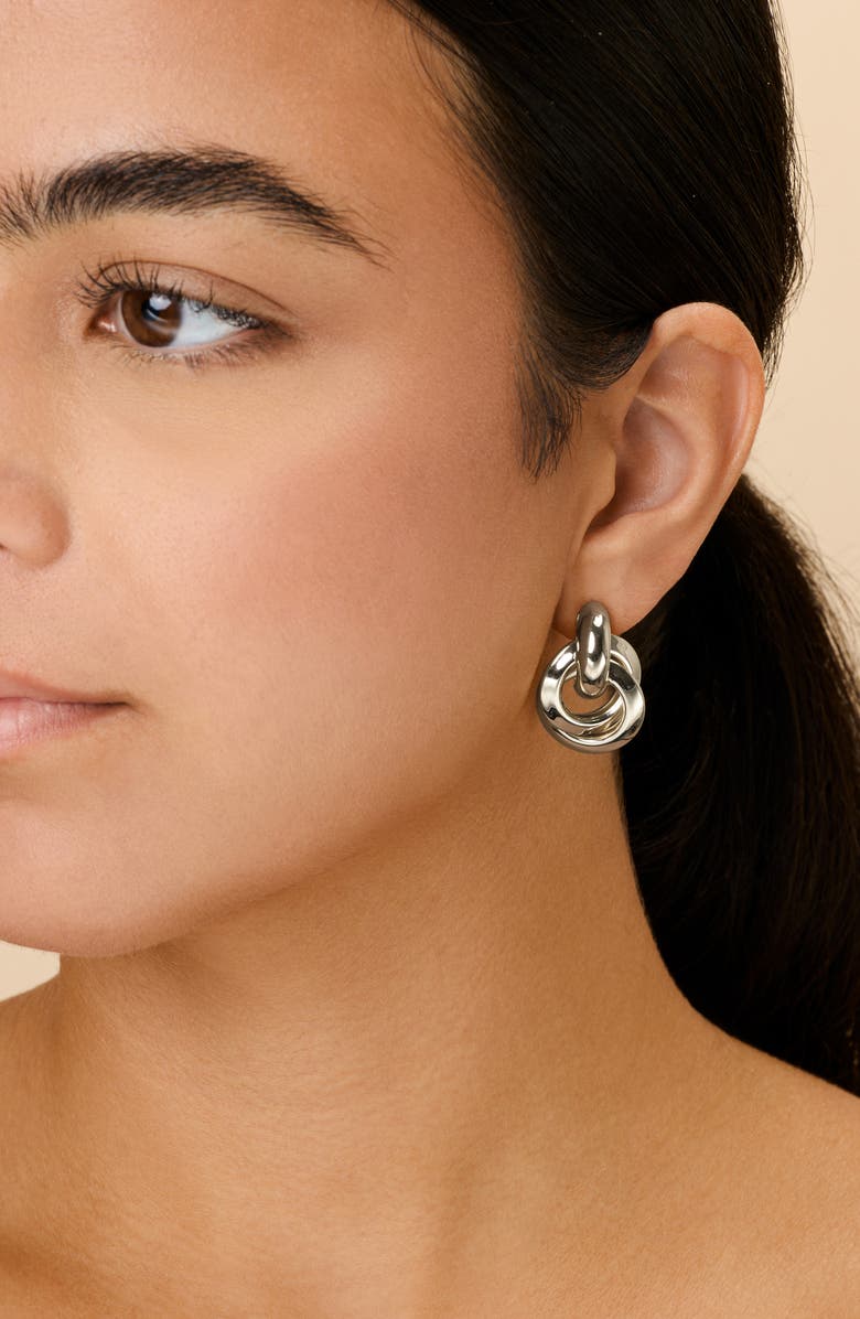 Sterling Forever Ashton Layered Knocker Stud Earrings, Alternate, color, Silver