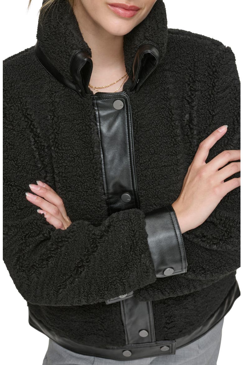 Zepita Faux Shearling Bomber Jacket, Alternate, color, BLACK