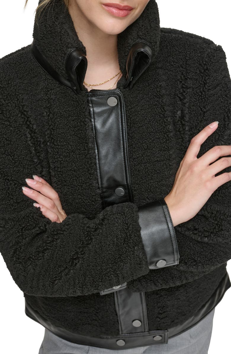 Andrew Marc Zepita Faux Shearling Bomber Jacket, Alternate, color, Black