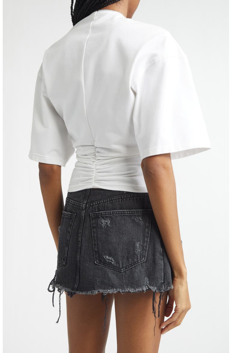 Ruched Knit Zip Top, Alternate, color, WHITE