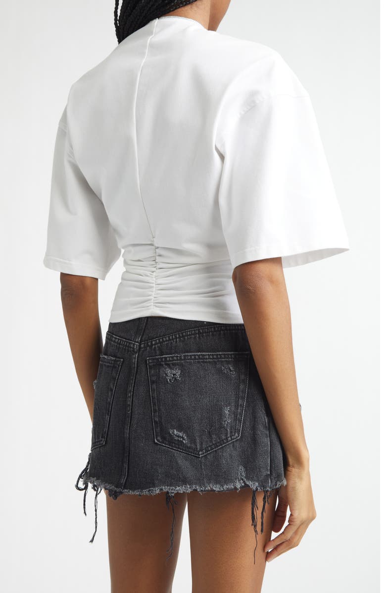 Alexander Wang Ruched Knit Zip Top, Alternate, color, White