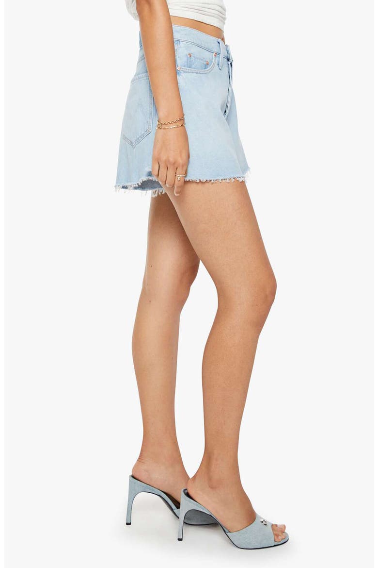 The Flutter Frayed High Waist Flare Denim Shorts, Alternate, color, SHAKEN NOT STIRRED