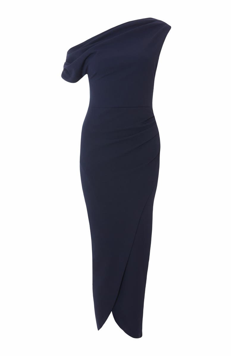 QUIZ One Shoulder Scuba Crepe Asymmetric Maxi Dress, Alternate, color, 