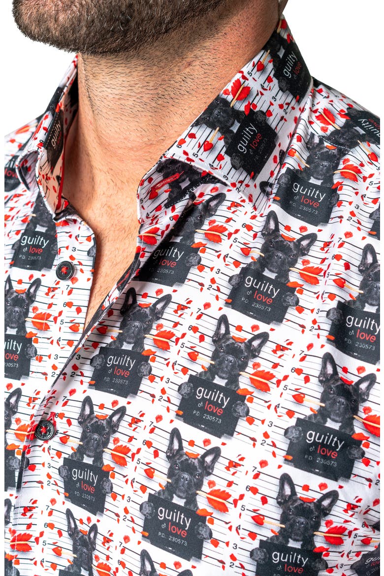 Galileo Guilty Dog Regular Fit Short Sleeve Button-Up Shirt, Alternate, color, WHITE