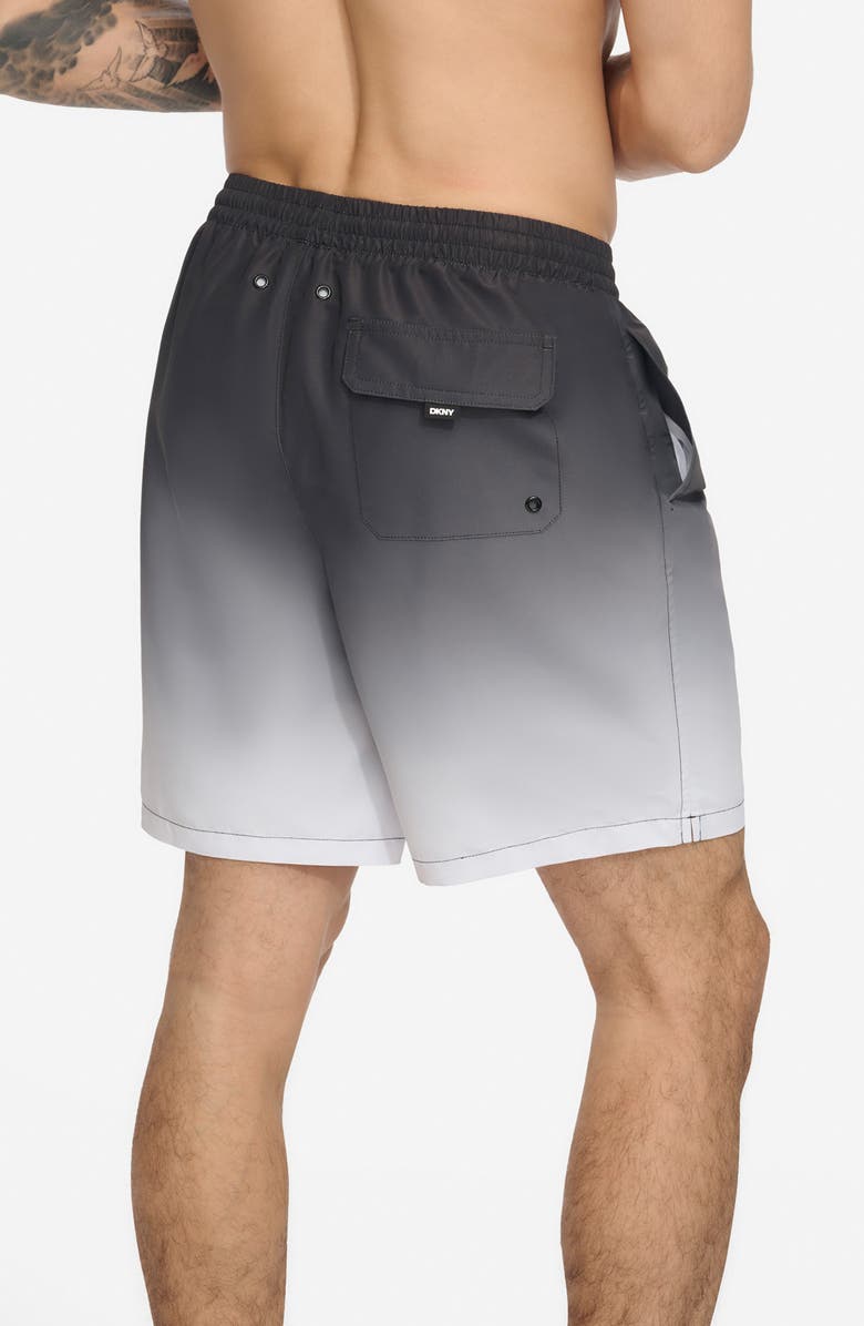 DKNY Core Volley Ombré Swim Trunks, Alternate, color, Black