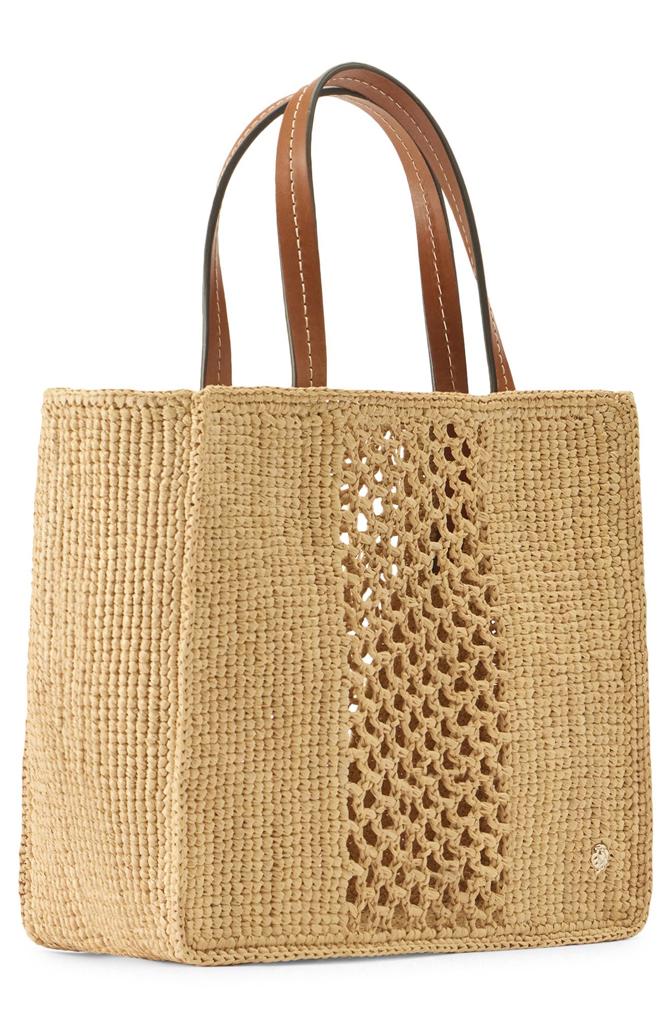 Mini Arleth Crochet Raffia Tote, Alternate, color, NATURAL