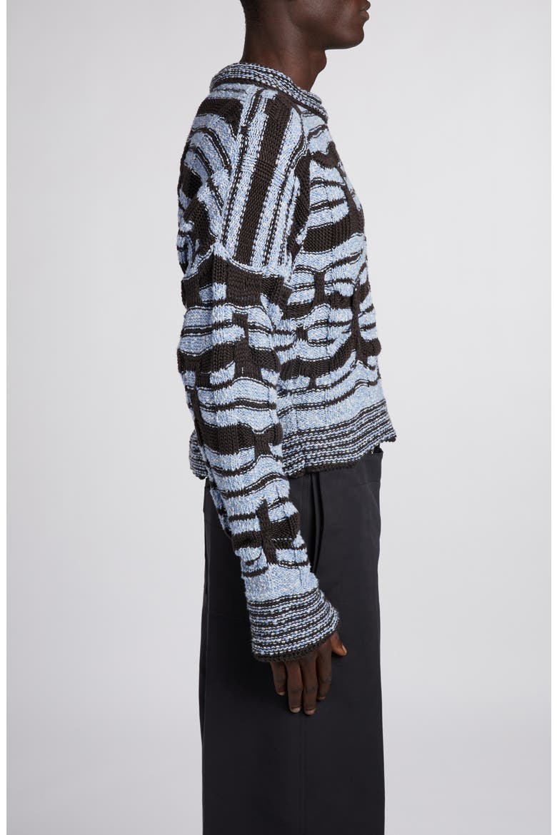 Distorted Stripe Cotton & Linen Sweater, Alternate, color, ADMIRAL/ FONDANT