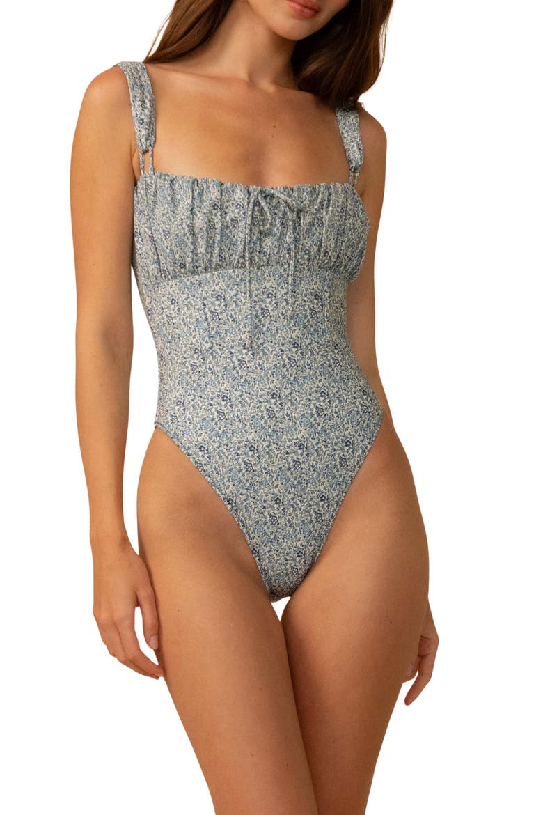 Victoria One-Piece Swimsuit, Main, color, BLUE PETITE FLEUR