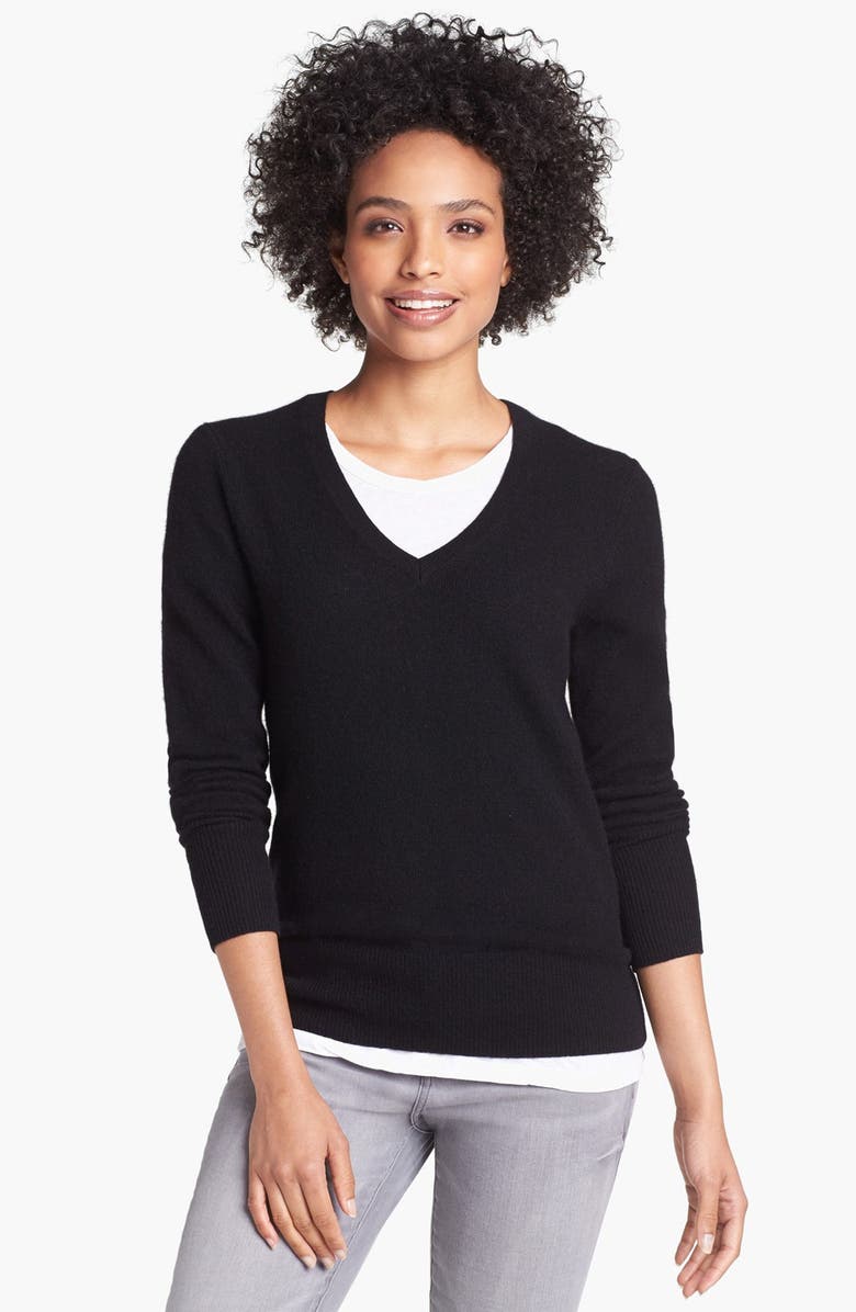 Halogen<sup>®</sup> V-Neck Cashmere Sweater, Main, color, 
