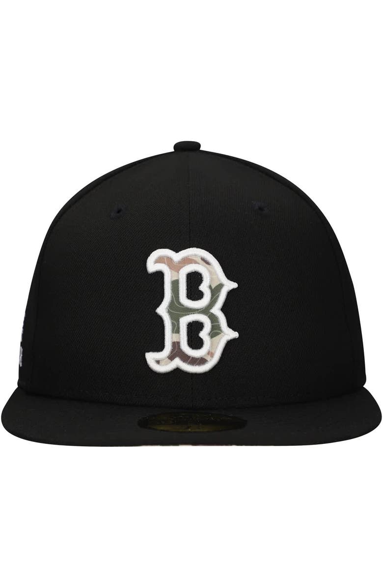 New Era Men's New Era Black Boston Red Sox Troop Chant Camo Undervisor 59FIFTY Fitted Hat, Alternate, color, Black