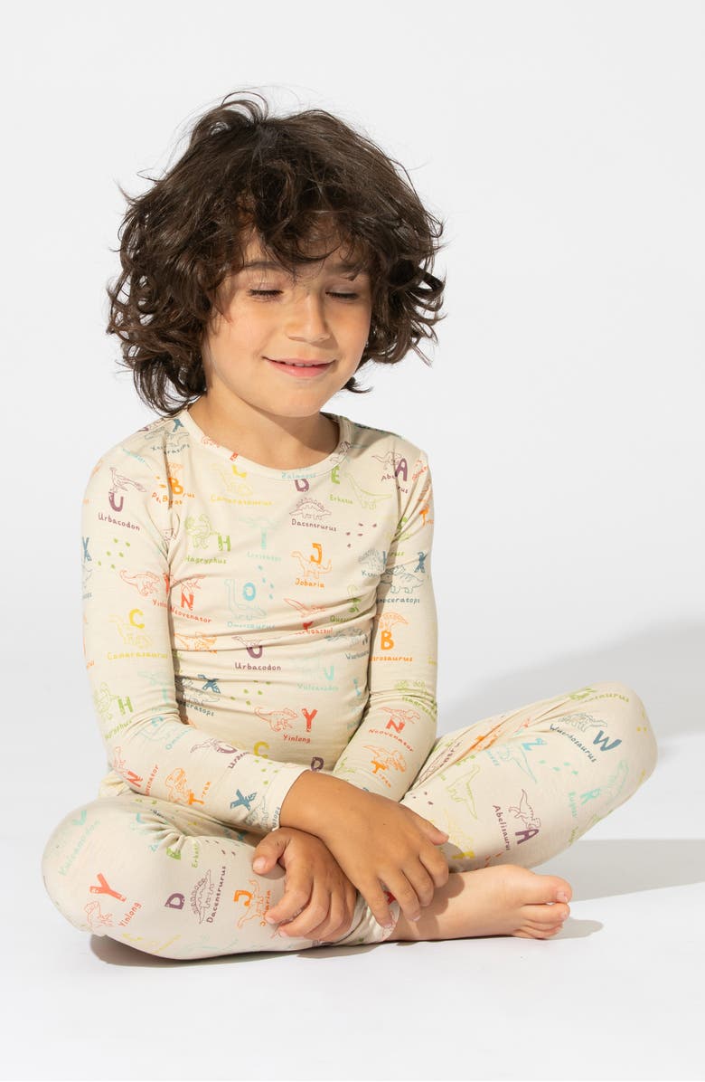 Bellabu Bear Kids' Dino ABCs Fitted Two-Piece Pajamas, Alternate, color, 