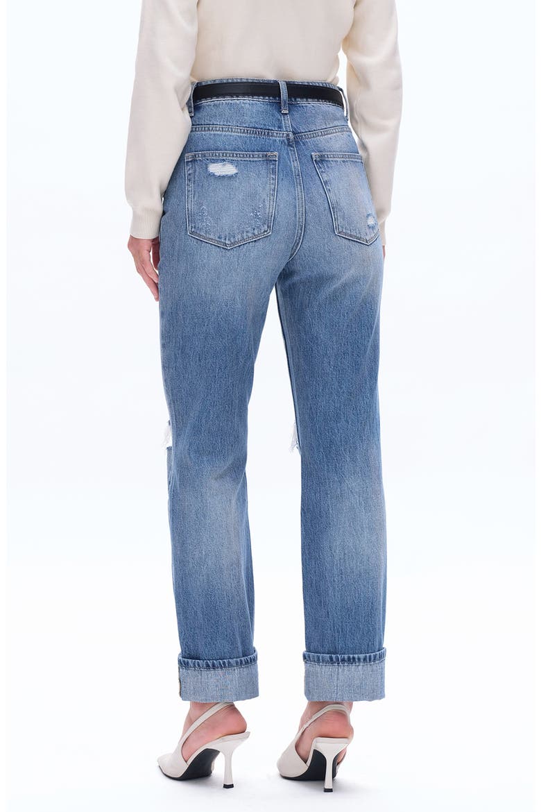 High Waist Straight Leg Ripped Jeans, Alternate, color, GLACIER