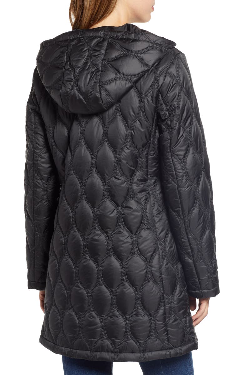 Gallery Quilted Water Resistant Coat, Alternate, color, Black