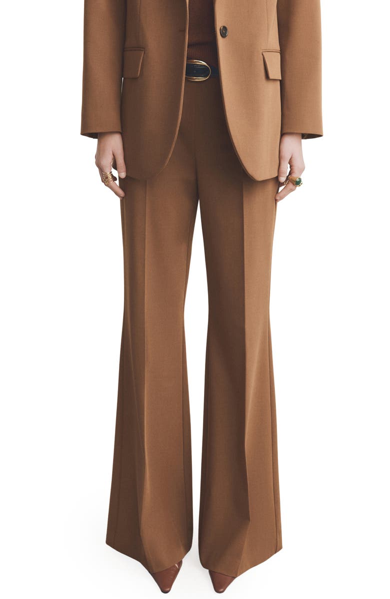 MANGO Milano Wide Leg Pants, Main, color, Caramel