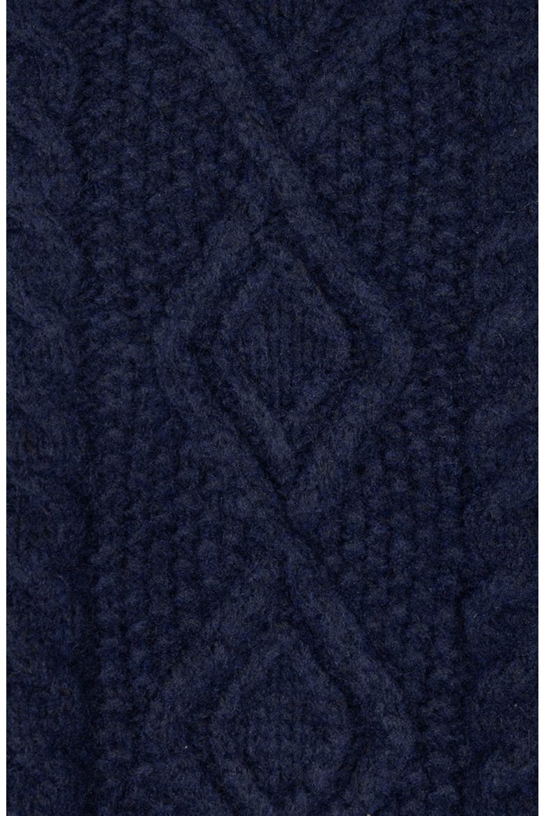 Button Neck Cable Knit Poncho, Alternate, color, NAVY