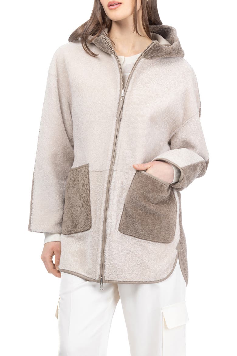 Textured Genuine Shearling Parka, Main, color, BEIGE/TAUPE