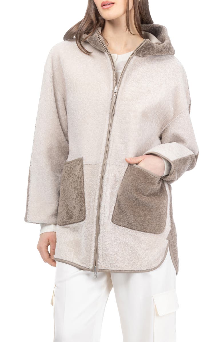 GORSKI Textured Genuine Shearling Parka, Main, color, Beige/Taupe