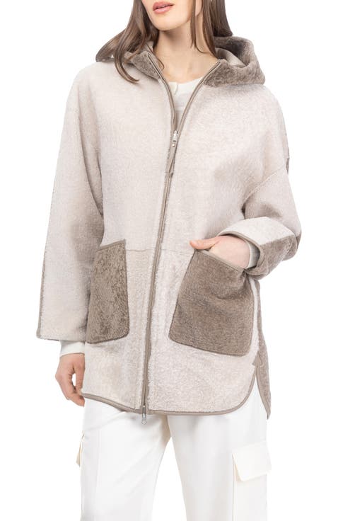 Textured Genuine Shearling Parka