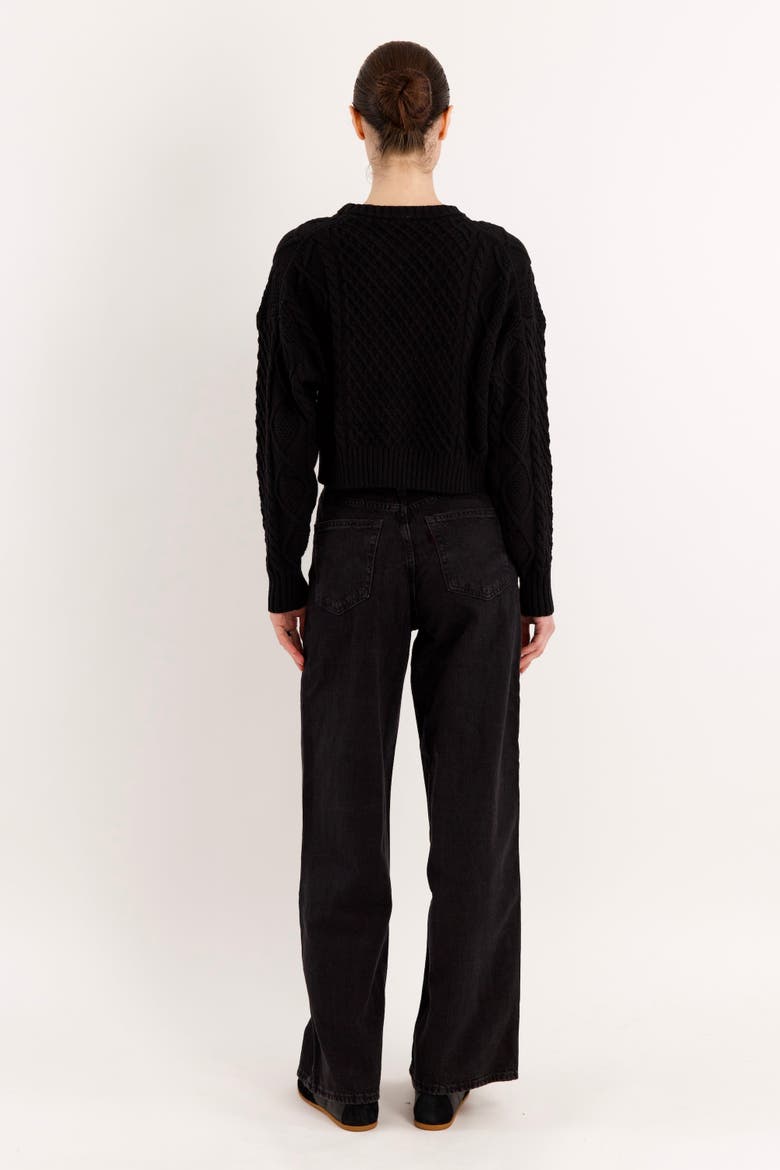 Cropped Knit Sweater, Alternate, color, Black