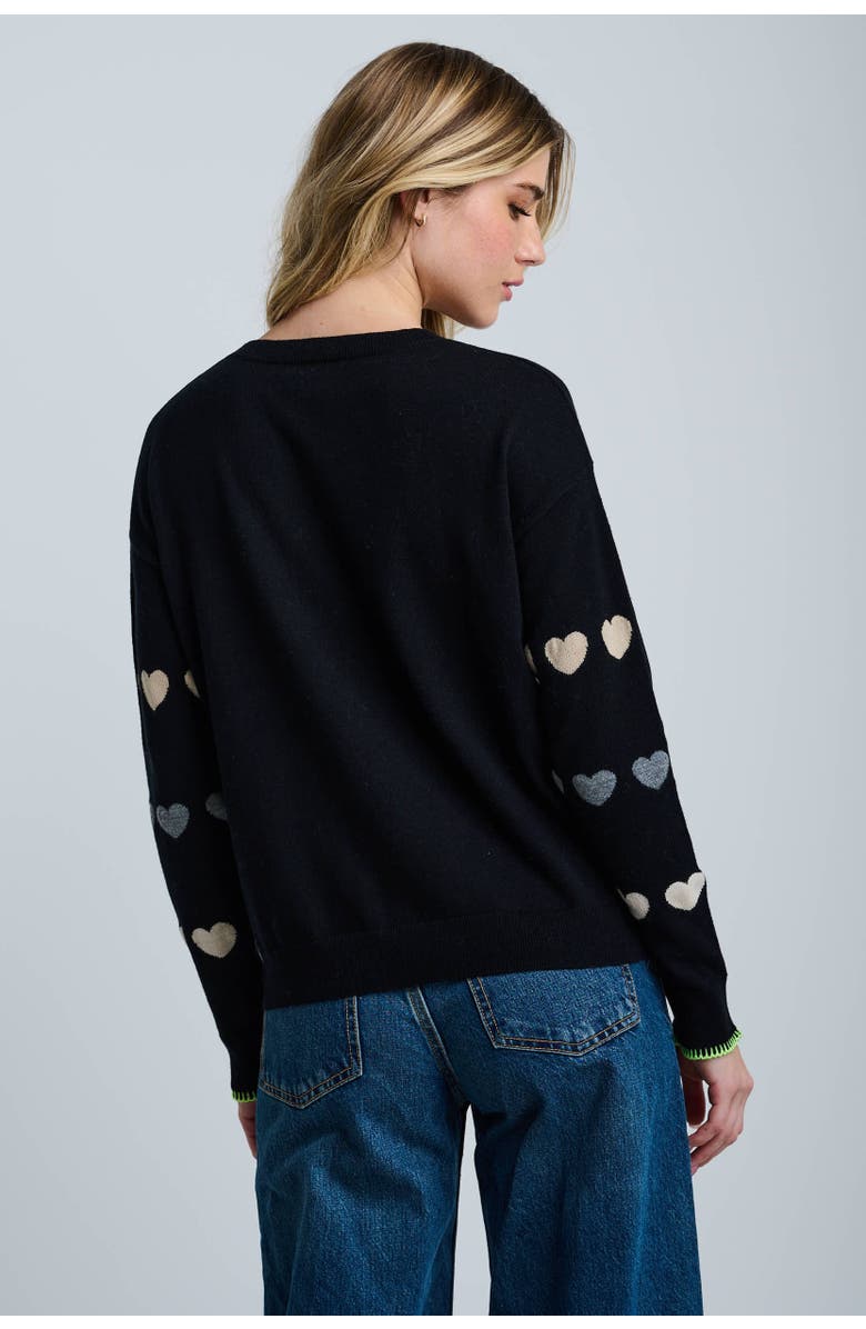 Lisa Todd Love Track Cotton Cashmere Heart Sweater, Alternate, color, Black