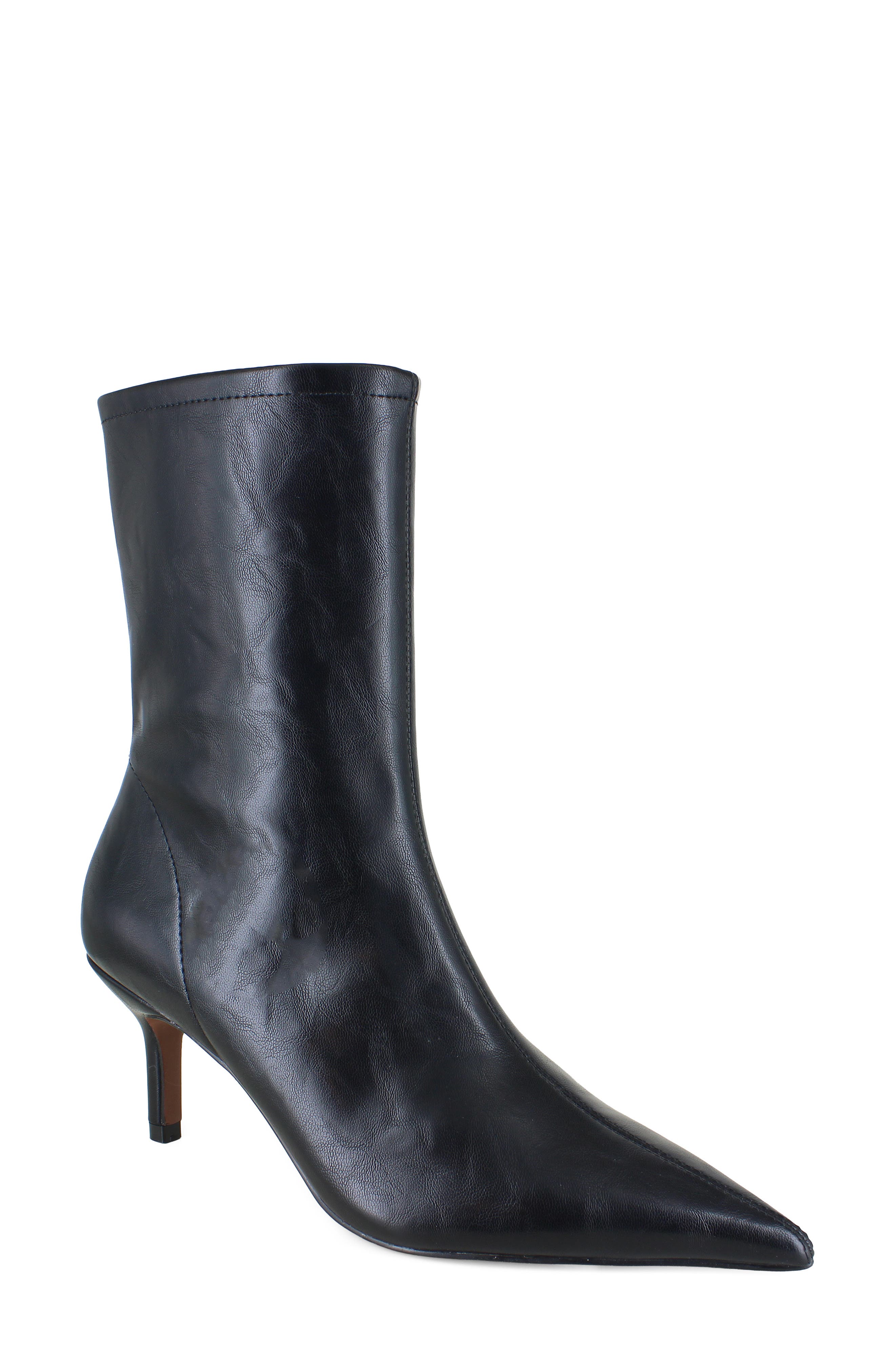 Rosalind Faux Leather Bootie, Main, color, BLACK