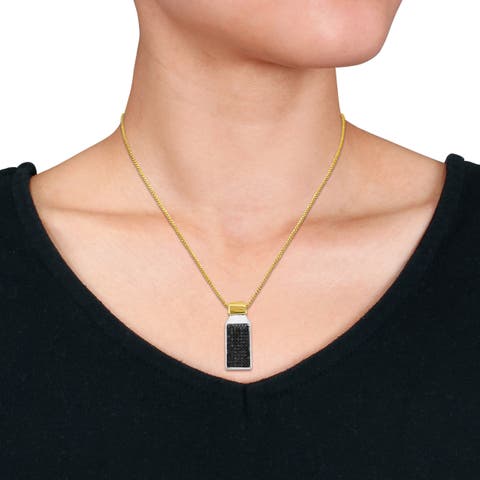 Black Diamond Rectangular Cluster Necklace 14k
