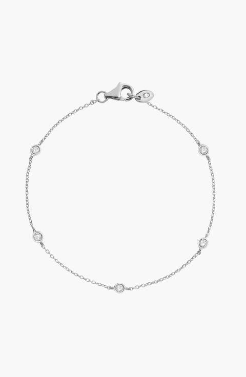 Lab Grown White Sapphire Station Bracelet
