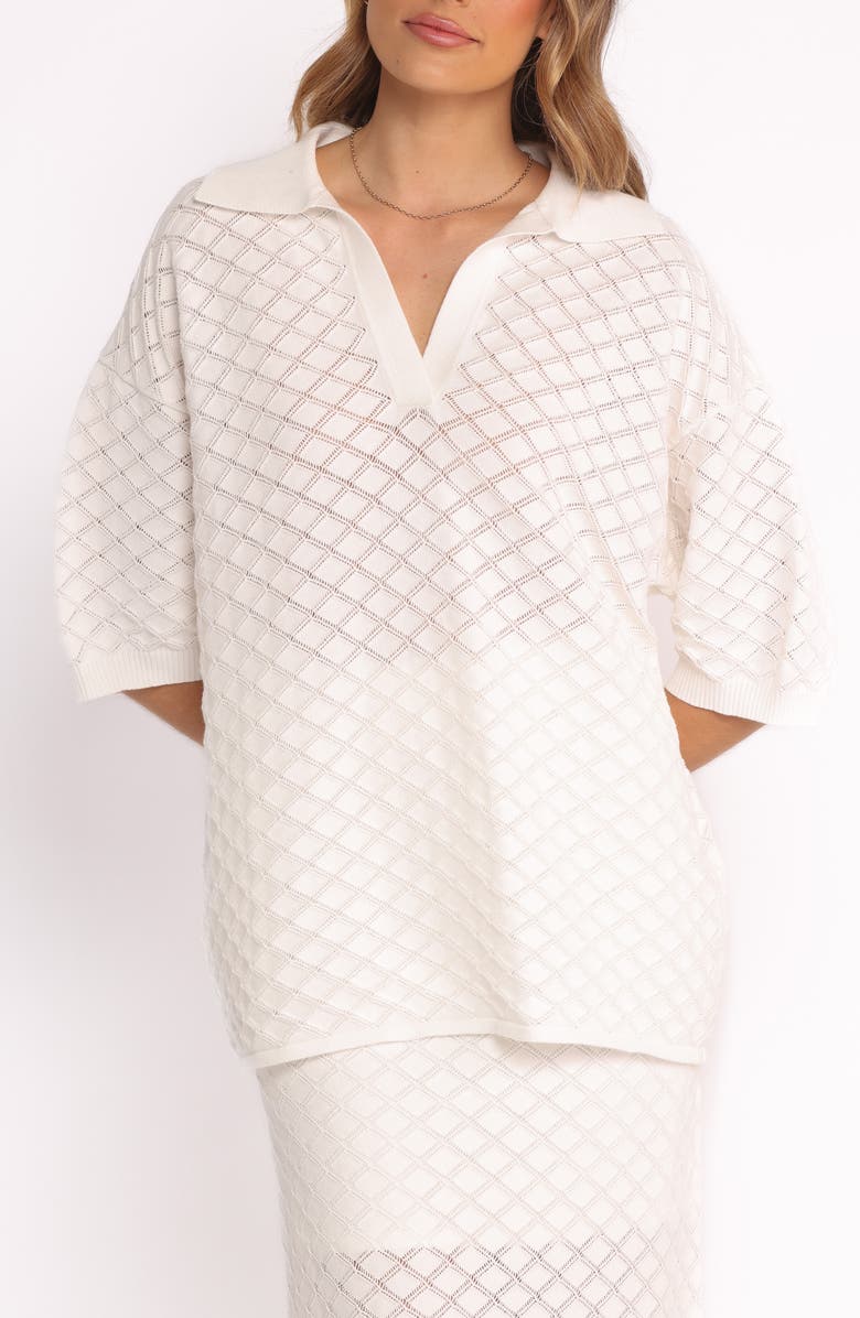 Petal & Pup Meera Pointelle Knit Top, Main, color, White