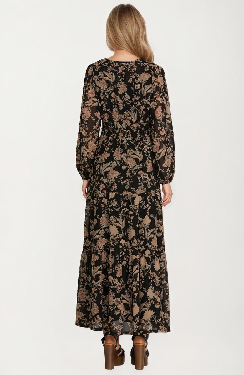 Knit and Lounge Long Sleeve Smocked Waist Maxi Dress, Alternate, color,