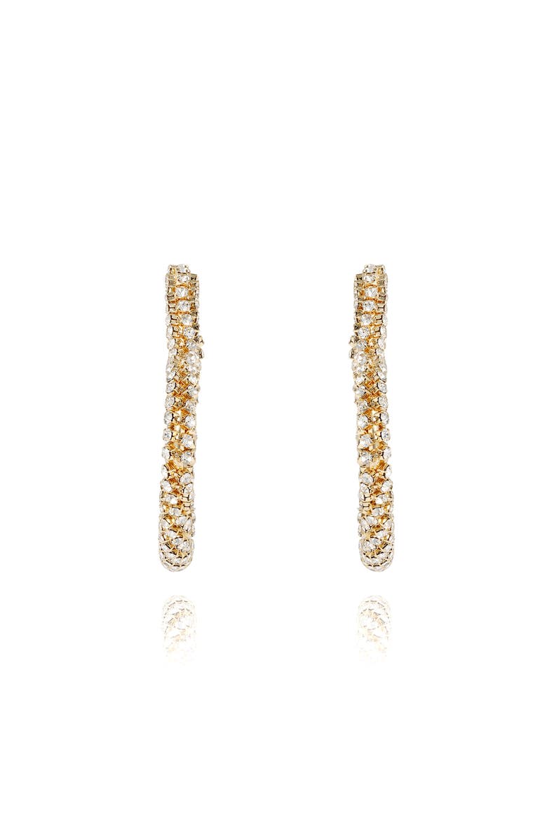 BCBGeneration Crystal Heart Hoop Earrings, Alternate, color, Gold