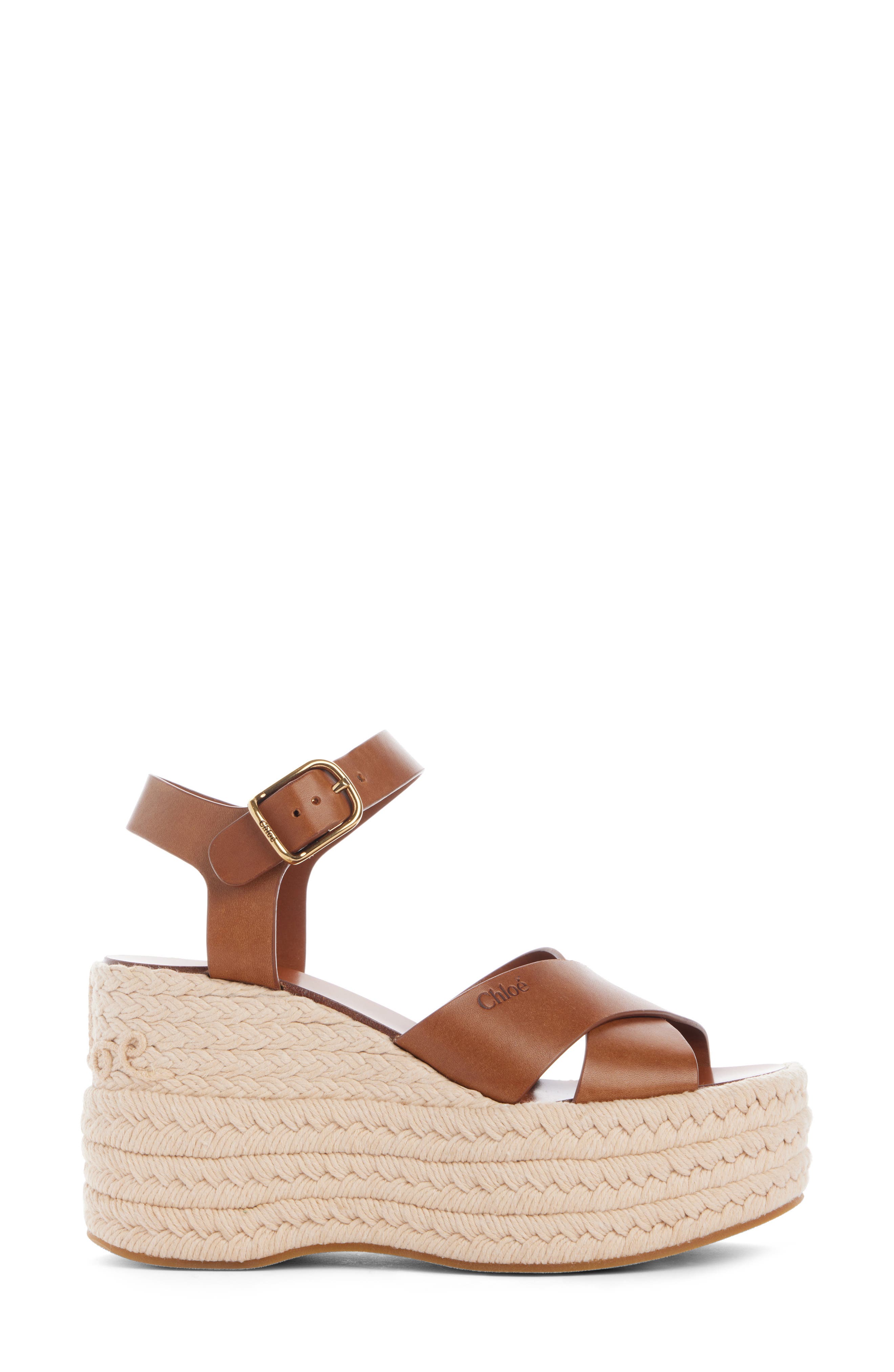 Chloé Isla Platform Espadrille Sandal, Alternate, color, Ginger Brown
